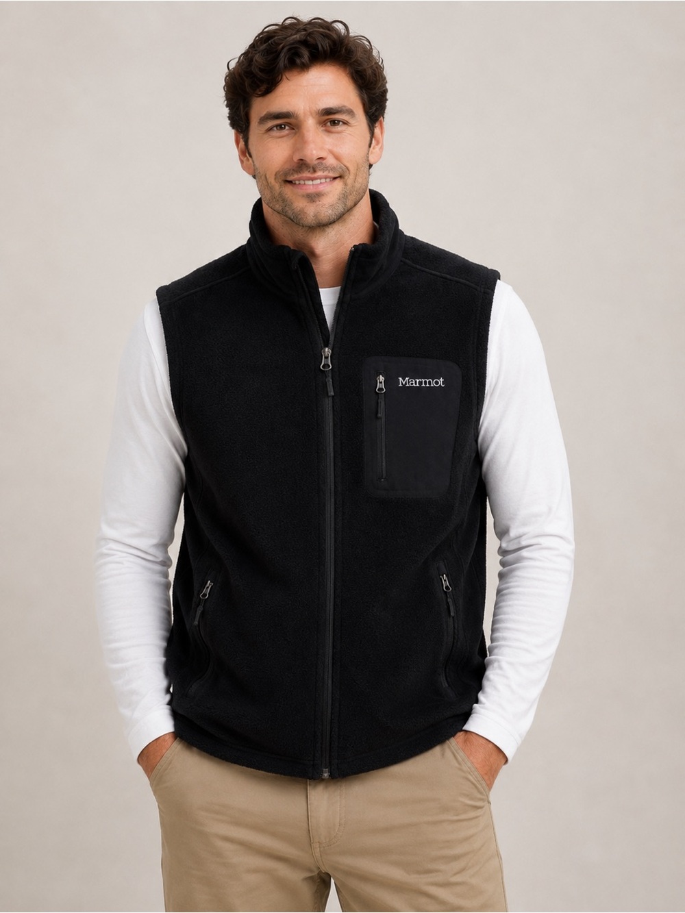 Marmot Polartec Fleece Vest Black Full Zip Hiking Outdoor Men’s Large